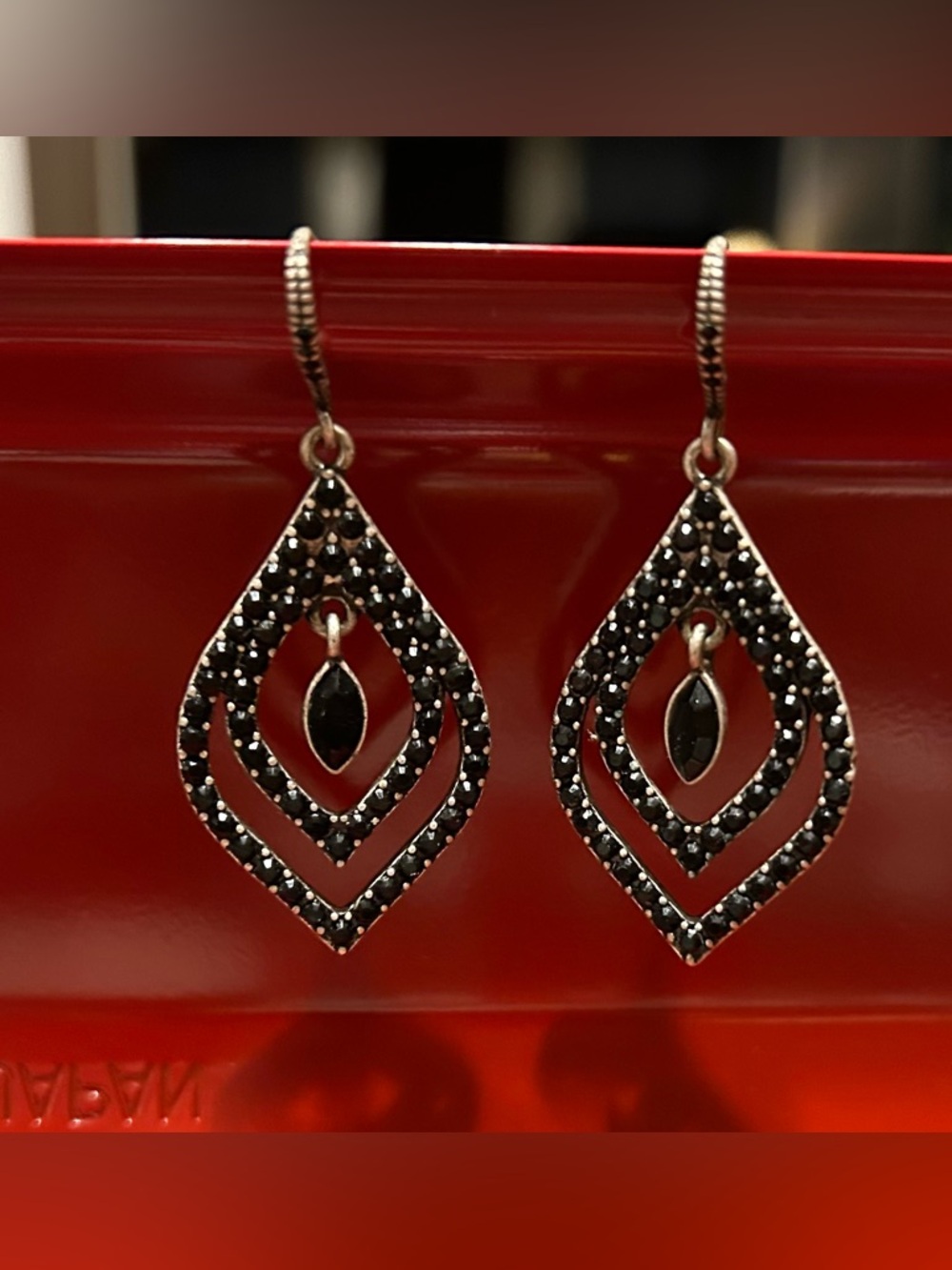 Lia Sophia silver and black earrings